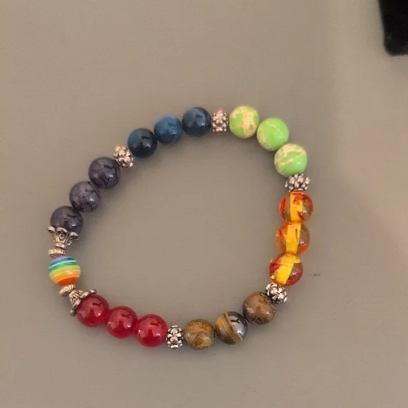 Multicolor Beaded Stretch Bracelet - Yellow & Green - Picture 4 of 4